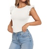 image:imageMANGOPOP Women Crew Neck Ruffle Sleeveless Tops Going Out Shirt Casual Blouses Spring 2026 Summer T ShirtsWhite