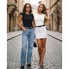 image:imageMANGOPOP Women Crew Neck Ruffle Sleeveless Tops Going Out Shirt Casual Blouses Spring 2026 Summer T ShirtsWhite