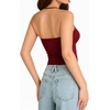 image:imageMANGOPOP Women Sexy Adjustable Halter V Neck Tank Top Backless Double Lined Cami Slim Basic Going Out 2026 Summer TrendyBurgundy