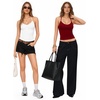 image:imageMANGOPOP Women Sexy Adjustable Halter V Neck Tank Top Backless Double Lined Cami Slim Basic Going Out 2026 Summer TrendyBurgundy