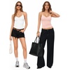 image:imageMANGOPOP Women Sexy Adjustable Halter V Neck Tank Top Backless Double Lined Cami Slim Basic Going Out 2026 Summer TrendyRose Quartz