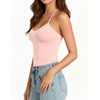 image:imageMANGOPOP Women Sexy Adjustable Halter V Neck Tank Top Backless Double Lined Cami Slim Basic Going Out 2026 Summer TrendyRose Quartz