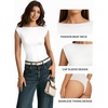 image:imageMANGOPOP Womens Boat Neck Double Lined Bodysuits Cap Sleeve Thong Basic Tank Body Suit Fitted Going Out Tops 202602 White