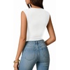 image:imageMANGOPOP Womens Boat Neck Double Lined Bodysuits Cap Sleeve Thong Basic Tank Body Suit Fitted Going Out Tops 202602 White