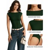 image:imageMANGOPOP Womens Boat Neck Double Lined Bodysuits Cap Sleeve Thong Basic Tank Body Suit Fitted Going Out Tops 2026Deep Green