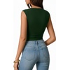 image:imageMANGOPOP Womens Boat Neck Double Lined Bodysuits Cap Sleeve Thong Basic Tank Body Suit Fitted Going Out Tops 2026Deep Green