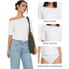 image:imageMANGOPOP Womens Boat Neck Half Sleeve Bodysuit 34 Sleeve Sexy Body Suit Casual Versatile One Shoulder Going Out Shirts TopsWhite