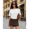 image:imageMANGOPOP Womens Boat Neck Half Sleeve Bodysuit 34 Sleeve Sexy Body Suit Casual Versatile One Shoulder Going Out Shirts TopsWhite