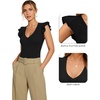 image:imageMANGOPOP Womens Deep V Neck Ruffle Sleeveless Body Suits Tank Top Bodysuit Going Out Sexy Fitted Summer Trendy OutfitsA01 Black