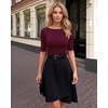 image:imageMANGOPOP Womens Half Sleeve Boat Neck Top Mid Elbow 34 Sleeve T Shirts Going Out Casual Trendy 2026Burgundy
