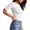 image:imageMANGOPOP Womens Half Sleeve Boat Neck Top Mid Elbow 34 Sleeve T Shirts Going Out Casual Trendy 2026Creamy White