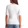 image:imageMANGOPOP Womens Half Sleeve Boat Neck Top Mid Elbow 34 Sleeve T Shirts Going Out Casual Trendy 2026Creamy White