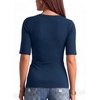 image:imageMANGOPOP Womens Half Sleeve Boat Neck Top Mid Elbow 34 Sleeve T Shirts Going Out Casual Trendy 2026Deep Blue