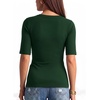 image:imageMANGOPOP Womens Half Sleeve Boat Neck Top Mid Elbow 34 Sleeve T Shirts Going Out Casual Trendy 2026Deep Green