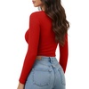 image:imageMANGOPOP Womens Henley Shirt Scoop Neck Button Down Ribbed Bodysuits Sleeveless Tank Tops Body SuitBlong Sleeve Red