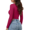 image:imageMANGOPOP Womens Henley Shirt Scoop Neck Button Down Ribbed Bodysuits Sleeveless Tank Tops Body SuitBlong Sleeve Rose Pink