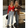 image:imageMANGOPOP Womens Henley Shirt Scoop Neck Button Down Ribbed Bodysuits Sleeveless Tank Tops Body SuitCfleece Lined Red