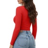 image:imageMANGOPOP Womens Henley Shirt Scoop Neck Button Down Ribbed Bodysuits Sleeveless Tank Tops Body SuitCfleece Lined Red