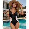 image:imageMANGOPOP Womens One Piece Swimsuits Slimming Tummy Control Bathing Suit Color Block Swim Suits 2026 Beach Vacation ClothesAblack