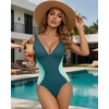 image:imageMANGOPOP Womens One Piece Swimsuits Slimming Tummy Control Bathing Suit Color Block Swim Suits 2026 Beach Vacation ClothesBlue
