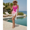 image:imageMANGOPOP Womens One Piece Swimsuits Slimming Tummy Control Bathing Suit Color Block Swim Suits 2026 Beach Vacation ClothesBpink