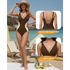 image:imageMANGOPOP Womens One Piece Swimsuits Slimming Tummy Control Bathing Suit Color Block Swim Suits 2026 Beach Vacation ClothesBrown
