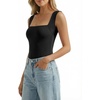 image:imageMANGOPOP Womens Square Neck Tank Top Bodysuit Sleeveless Backless Double Lined Fitted Body Suits Trendy Going Out TopsA01 Black