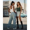 image:imageMANGOPOP Womens Square Neck Tank Top Bodysuit Sleeveless Backless Double Lined Fitted Body Suits Trendy Going Out TopsDeep Green