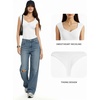image:imageMANGOPOP Womens Sweetheart Neckline Thong Bodysuit Ruched V Neck Tank Top Body Suits Double Lined Sleeveless Going Out TopsA02 White