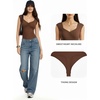 image:imageMANGOPOP Womens Sweetheart Neckline Thong Bodysuit Ruched V Neck Tank Top Body Suits Double Lined Sleeveless Going Out TopsCoffee