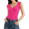 image:imageMANGOPOP Womens Sweetheart Neckline Thong Bodysuit Ruched V Neck Tank Top Body Suits Double Lined Sleeveless Going Out TopsPink