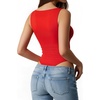 image:imageMANGOPOP Womens Tank Top Mesh Ruched Bodysuit Boat Neck Double Lined Sleeveless Thong Body Suit Going Out Summer Tops03 Red
