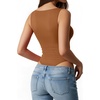 image:imageMANGOPOP Womens Tank Top Mesh Ruched Bodysuit Boat Neck Double Lined Sleeveless Thong Body Suit Going Out Summer Tops04 Brown