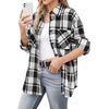 image:imageMANGOPOP YearRound Flannel Shirt for Women  Lightweight Oversized Long Sleeve Button Down Plaid for Effortless LayeringBlack White Plaid