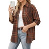 image:imageMANGOPOP YearRound Flannel Shirt for Women  Lightweight Oversized Long Sleeve Button Down Plaid for Effortless LayeringBrown Orange Plaid