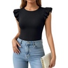 image:imageMANGOPOP Women Crew Neck Ruffle Sleeveless Tops Going Out Shirt Casual Blouses Spring 2026 Summer T ShirtsBlack