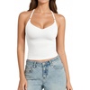 image:imageMANGOPOP Women Sexy Adjustable Halter V Neck Tank Top Backless Double Lined Cami Slim Basic Going Out 2026 Summer TrendyWhite