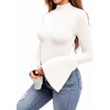 image:imageMANGOPOP Bell Sleeve Mock Neck Long Sleeve Bodysuit for Going Out Tops for Women02 White