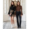 image:imageMANGOPOP Bell Sleeve Mock Neck Long Sleeve Bodysuit for Going Out Tops for WomenCoffee