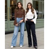 image:imageMANGOPOP Bell Sleeve Mock Neck Long Sleeve Bodysuit for Going Out Tops for WomenCoffee