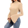 image:imageMANGOPOP Bell Sleeve Mock Neck Long Sleeve Bodysuit for Going Out Tops for WomenNude