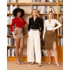 image:imageMANGOPOP Henley Bodysuit for Women Button Down Long Sleeve Tops Body Suits Dressy Blouse CasualRed