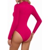 image:imageMANGOPOP Henley Bodysuit for Women Button Down Long Sleeve Tops Body Suits Dressy Blouse CasualRose Pink