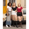 image:imageMANGOPOP Long Short Sleeve Bodysuits for Women Scoop Neck Ribbed Body Suit Stretchy Basic T Shirt TopsA01short Sleeve Black