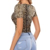 image:imageMANGOPOP Long Short Sleeve Bodysuits for Women Scoop Neck Ribbed Body Suit Stretchy Basic T Shirt TopsDshort Sleeve Leopard