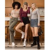 image:imageMANGOPOP Long Short Sleeve Bodysuits for Women Scoop Neck Ribbed Body Suit Stretchy Basic T Shirt TopsElong Sleeve Burgundy