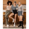 image:imageMANGOPOP Long Short Sleeve Bodysuits for Women Scoop Neck Ribbed Body Suit Stretchy Basic T Shirt TopsElong Sleeve Dark Heather Grey