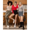 image:imageMANGOPOP Long Short Sleeve Bodysuits for Women Scoop Neck Ribbed Body Suit Stretchy Basic T Shirt TopsFfleece Lined Red
