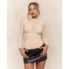 image:imageMANGOPOP Long Sleeve Body Suit Mock TurtleNeck Bodysuit for Women Mesh Deep V Bodysuit Tops03 Nude