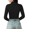 image:imageMANGOPOP Long Sleeve Bodysuits for Women Mock Turtle Neck Ribbed Body Suit Tops01 Black